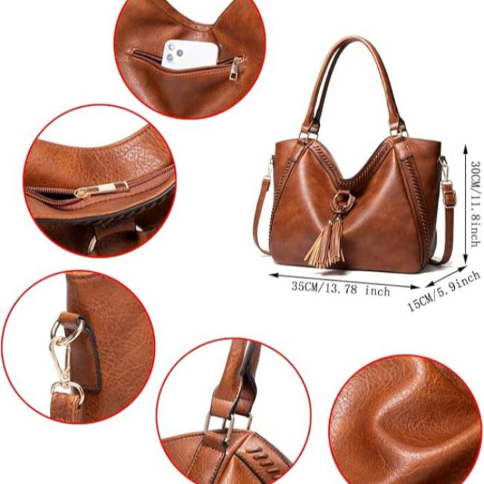 Emery | Women's Large Faux Leather Crossbody Messenger Travel Handbag