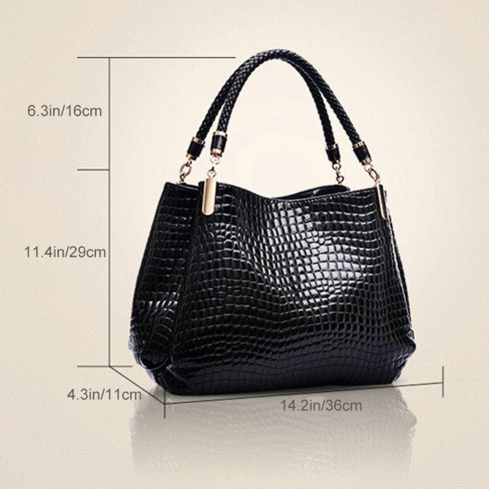 Margaret | Women's Croc-Embossed Leather Shoulder Bag