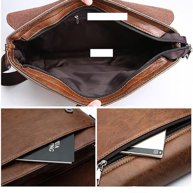 George | Men's Large Leather Commuter Messenger Bag