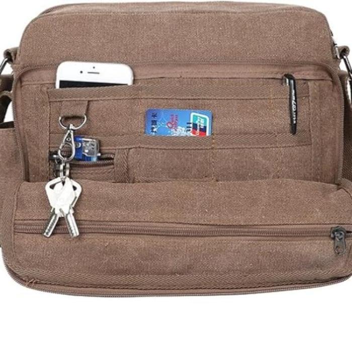 Men's Versatile Travel Canvas Crossbody Messenger Bag