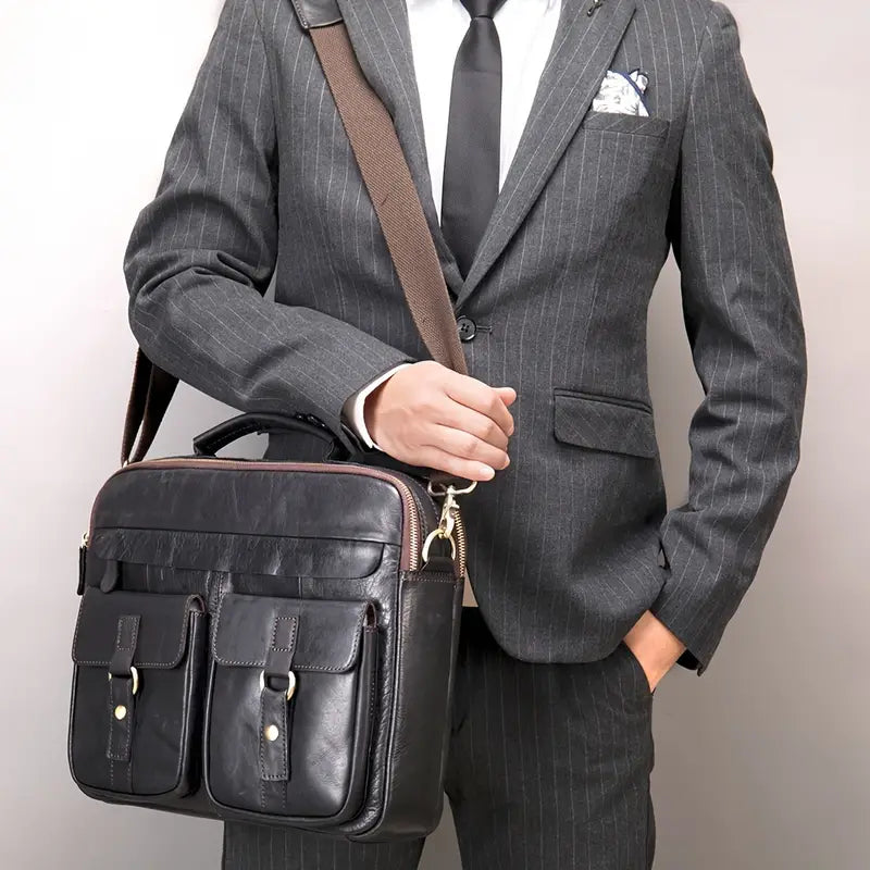 Alexander | Men's Genuine Leather Briefcase Crossbody Messenger Travel Handbag