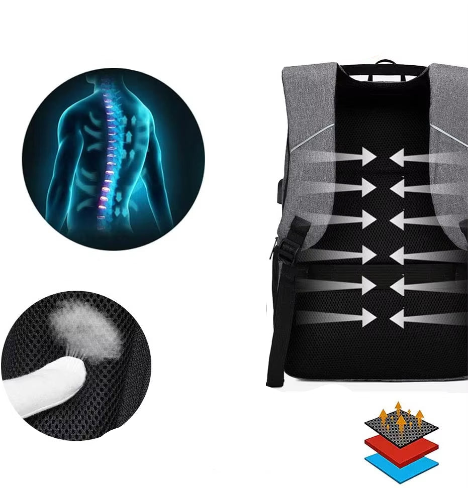 Mason | Anti-theft Waterproof Laptop Rucksack Large Travel Backpack with USB Charging Port