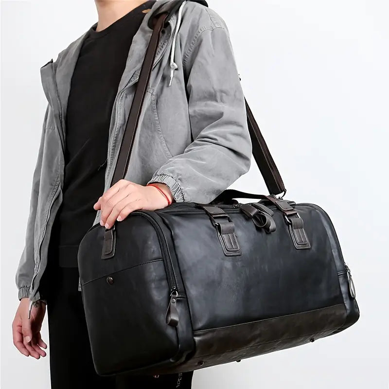 Harrison | Men's Premium Leather Weekender Travel Gym Duffle Bag