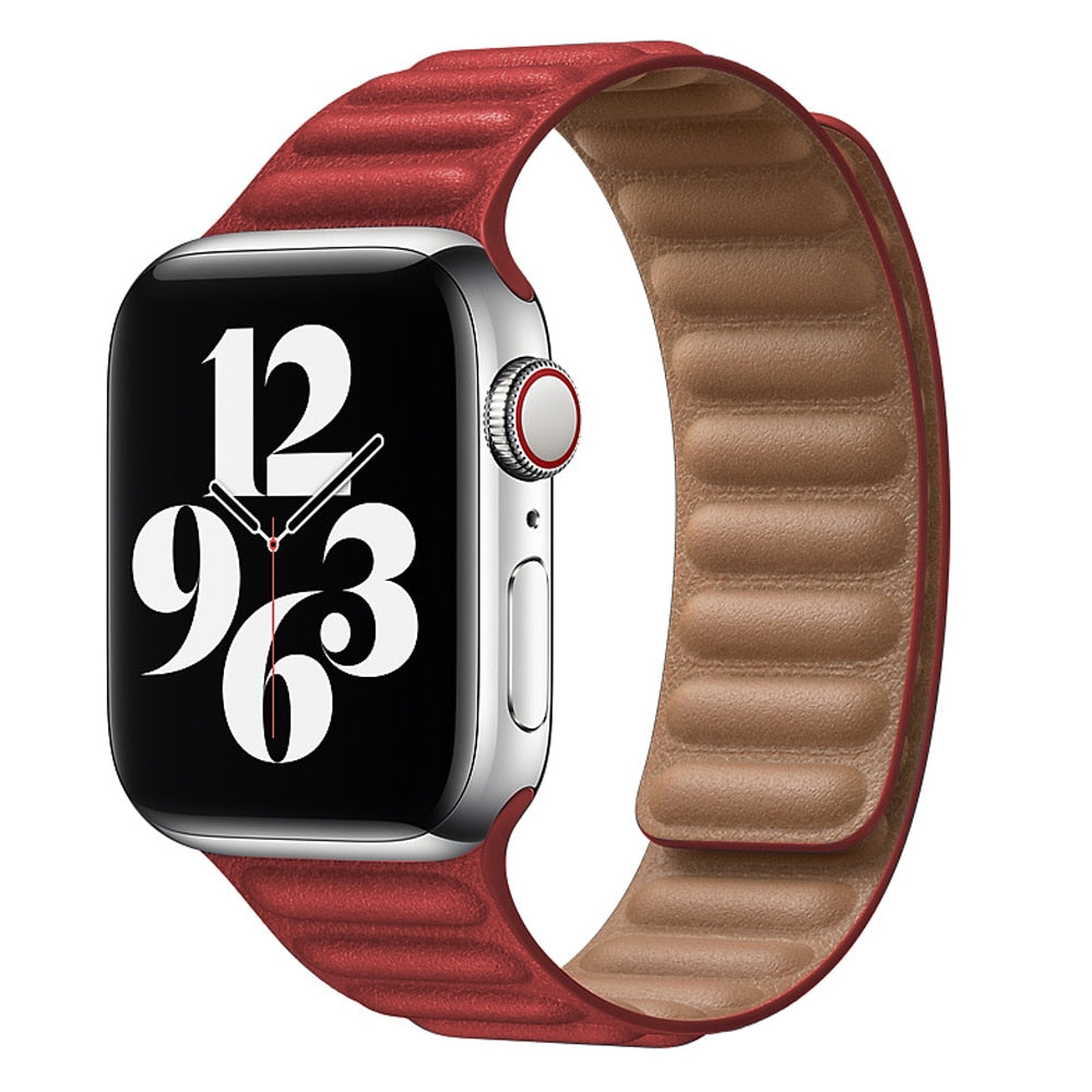 Leather Link strap For Apple watch band 44mm 40mm 38mm 42mm watchabnd original Magnetic Loop bracelet iWatch seires 4 3 5 6 SE