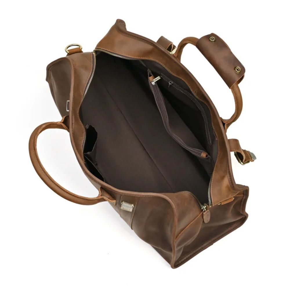 Callum | Men's Vintage Leather Large Capacity Weekender Travel Duffle Bag