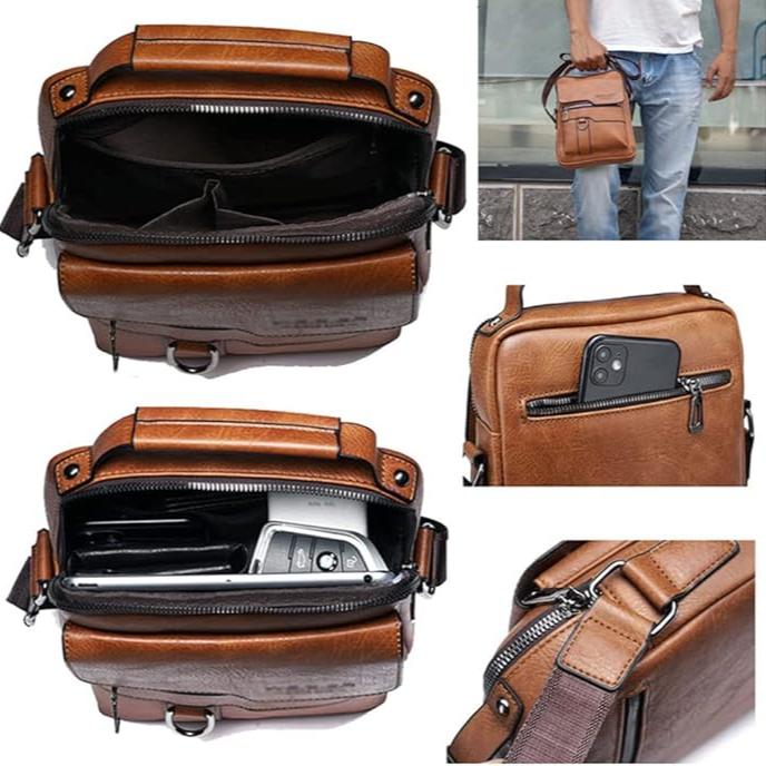 Kevin | Men's PU Leather Small Crossbody Messenger Bag