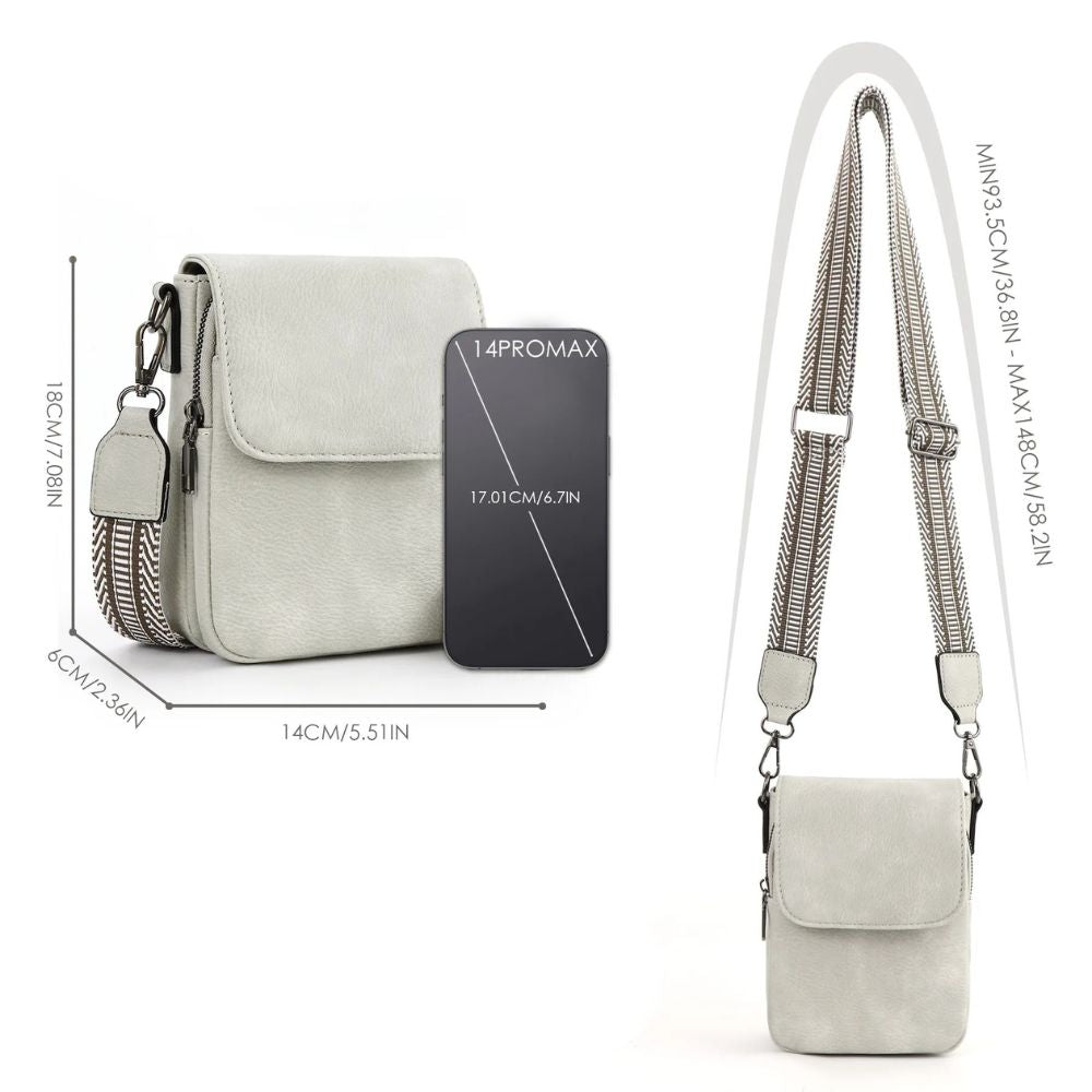 Ivy | Women's Triple-Compartment Leather Mini Phone Crossbody Bag