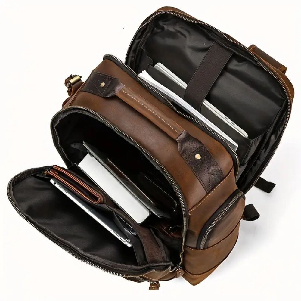 Cameron | Men's Vintage Leather Large Travel Laptop Backpack