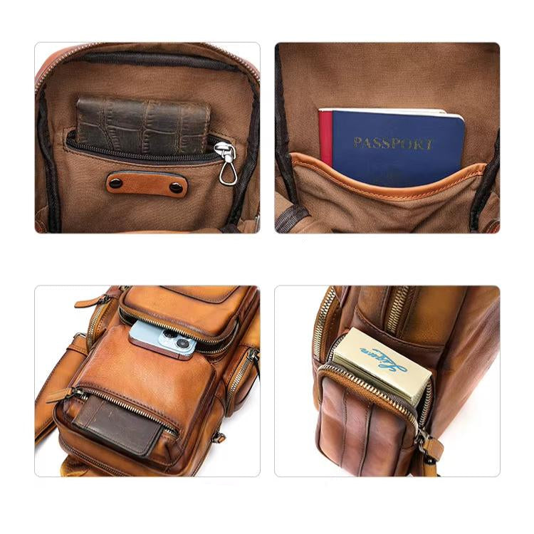 Oliver | Men's Vintage Cowhide Leather Crossbody Sling Travel Bag