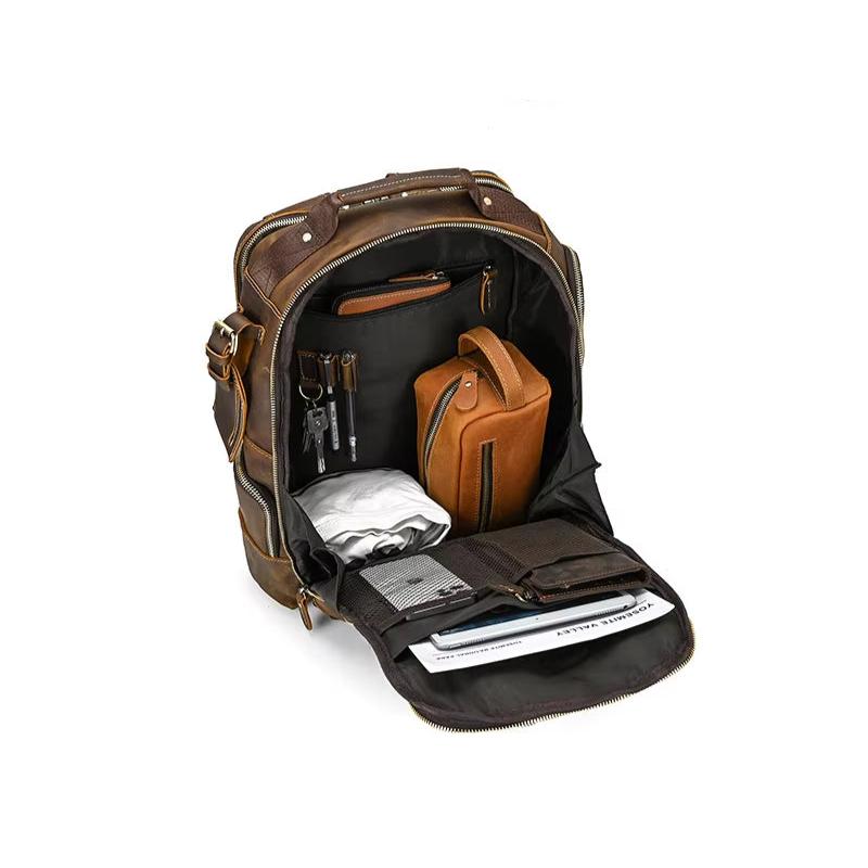 Men's Vintage Leather Large Travel Hiking Laptop Backpack