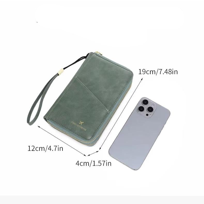 Women's RFID Blocking Passport Holder Travel Wallet with Strap