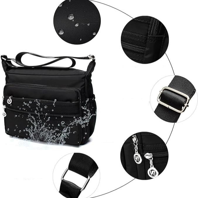 Eva | Women's Lightweight Multi-Pocket Nylon Crossbody Messenger Travel Bag