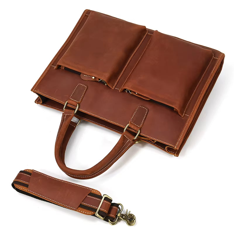 Men's Vintage Leather Travel Crossbody Messenger Handbag