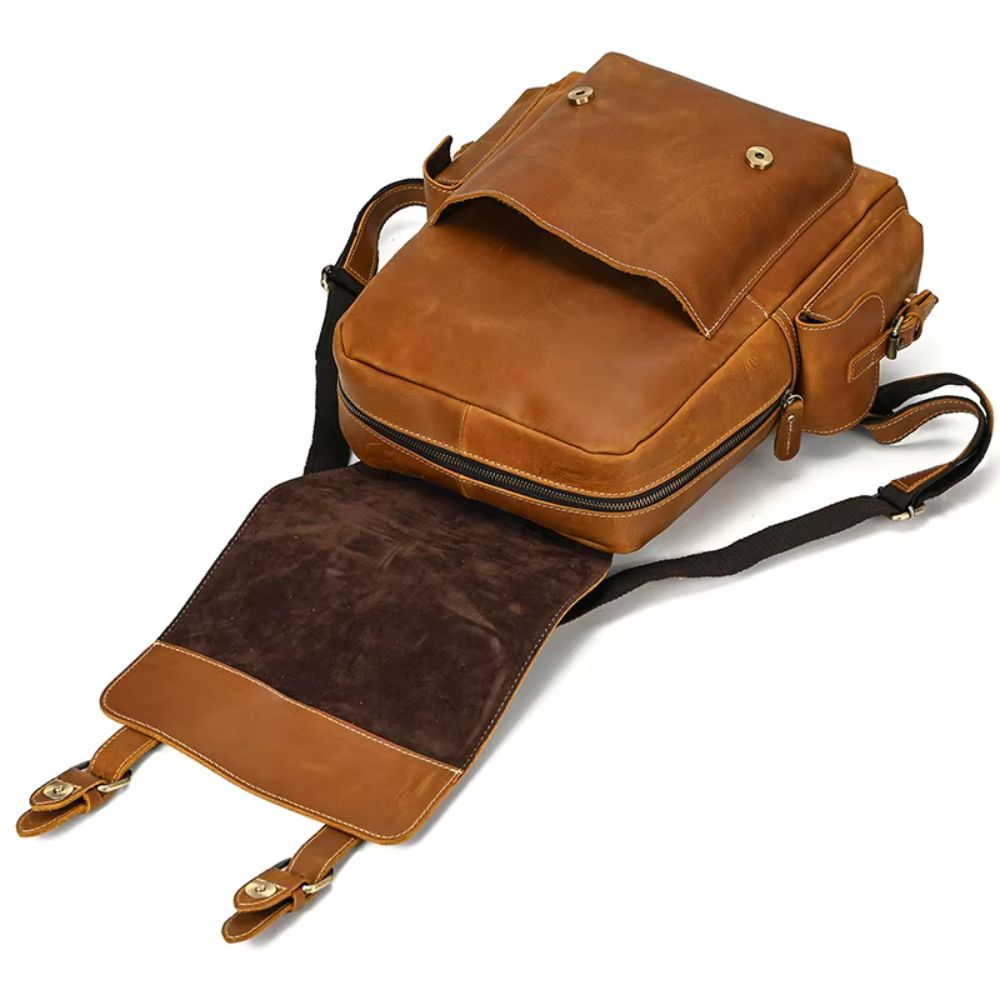 Owen | Men's Vintage Crazy Horse Leather Large Travel Backpack