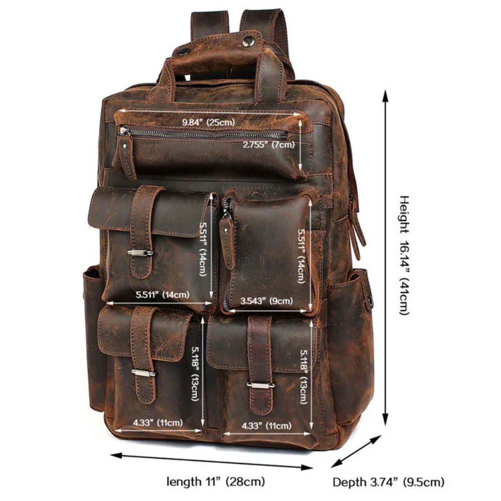 Brooke | Men's Vintage Leather Travel Laptop Backpack