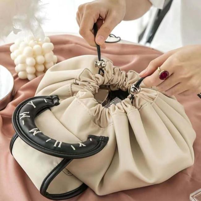 Women's Large Foldable Drawstring Cosmetic Makeup Travel Bag