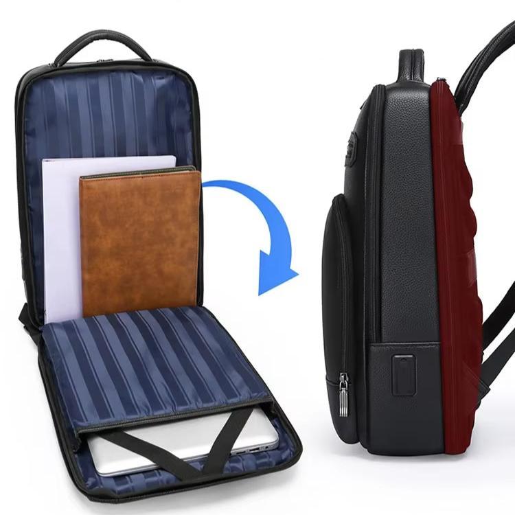 Ethan | Men's Classic Black PU Large Business Laptop Travel Backpack