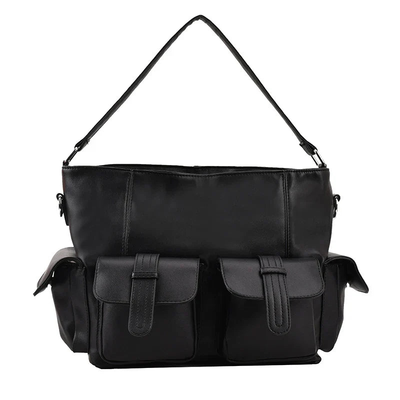 Victoria | Women's Large Capacity Punk Motorcycle Leather Crossbody Messenger Bag