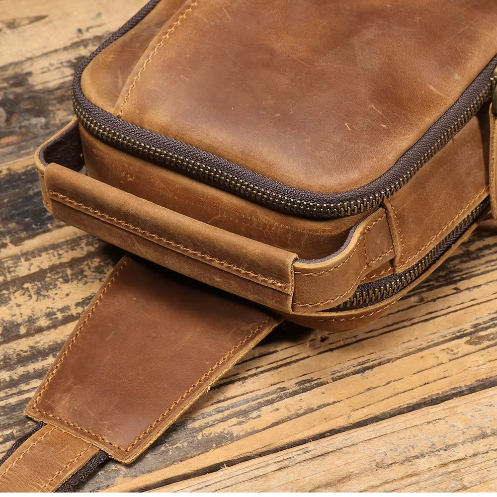 Henry | Men's Vintage Leather Large Crossbody Sling Travel Bag