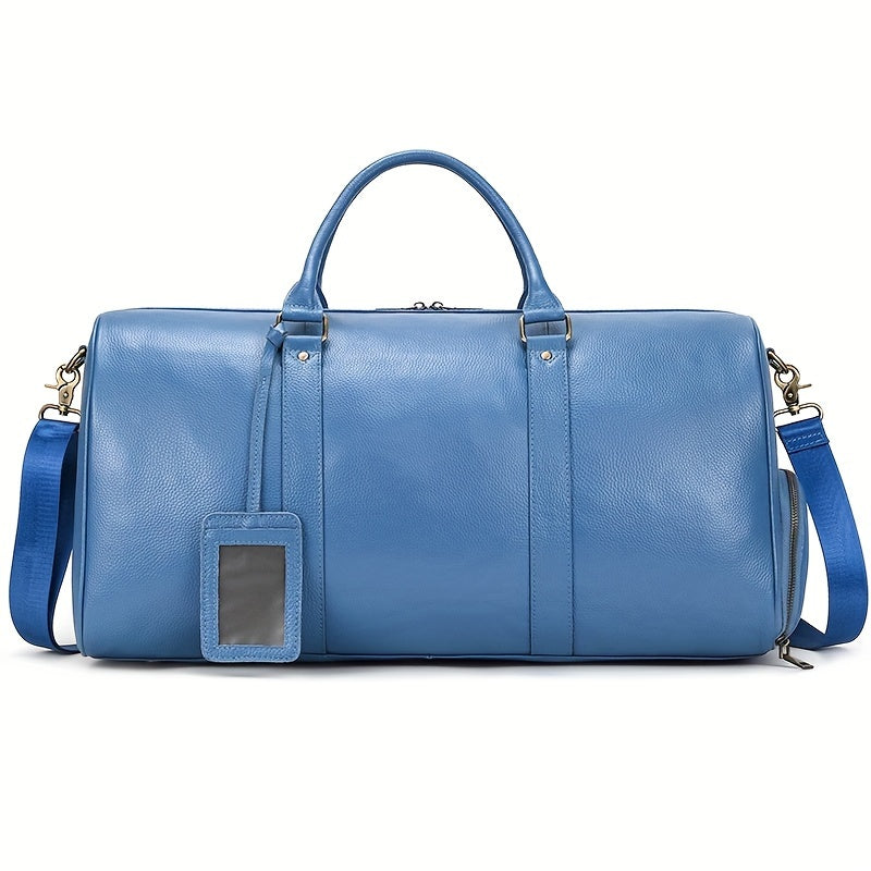 Men's Genuine Leather Travel Garment Duffle Bag with Shoe Compartment
