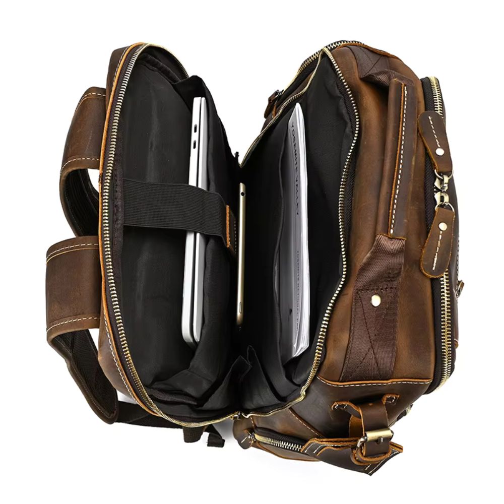 Cameron | Men's Vintage Leather Large Travel Laptop Backpack