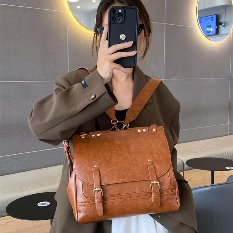 Women's Vintage Leather Convertible Crossbody Handbag