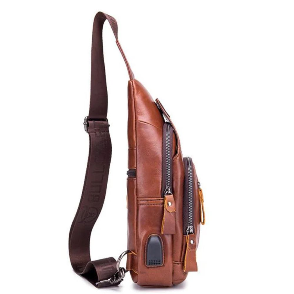 Orion | Men's Genuine Leather USB Crossbody Travel Bag