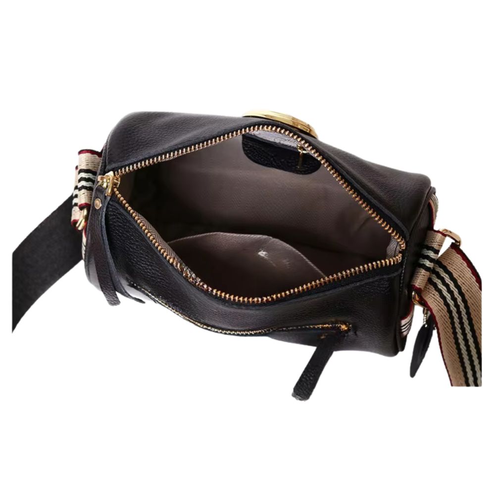 Aria | Women's Genuine Leather Small Crossbody Bag with Striped Strap