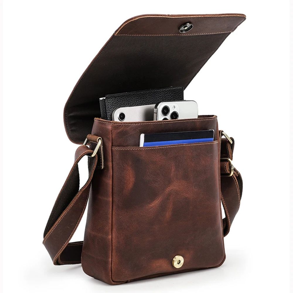 Ariel | Men's Vintage Crazy Horse Leather Small Crossbody Satchel Bag