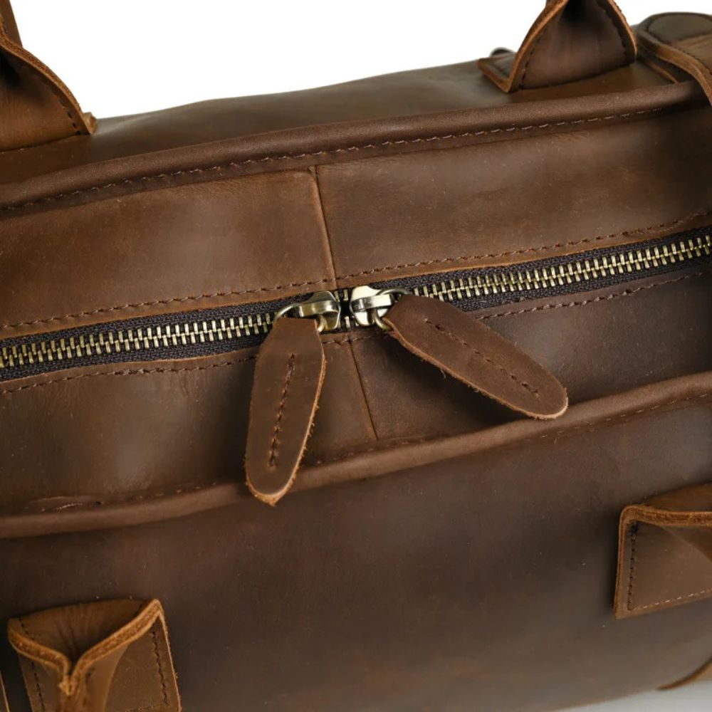 Callum | Men's Vintage Leather Large Capacity Weekender Travel Duffle Bag
