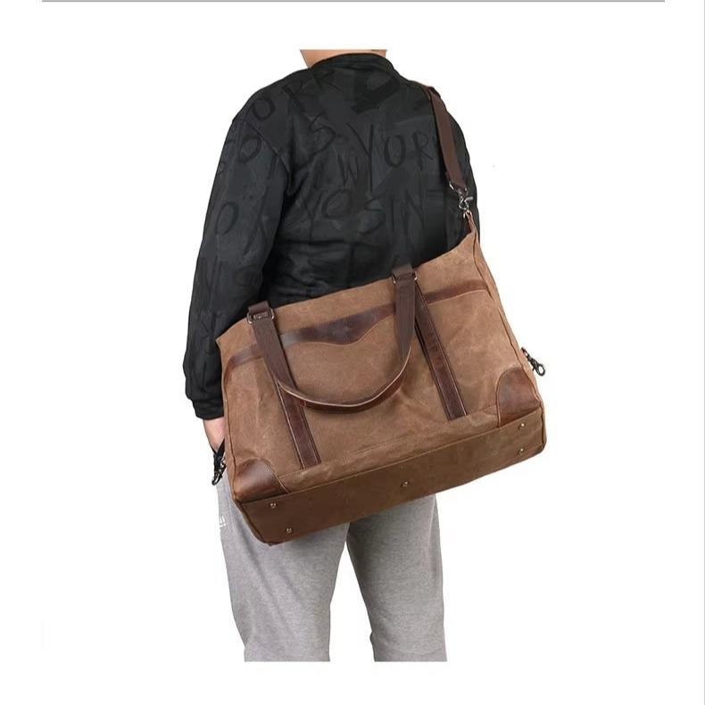 Vince | Men's Large Waxed Canvas Travel Weekender Garment Duffle Bag