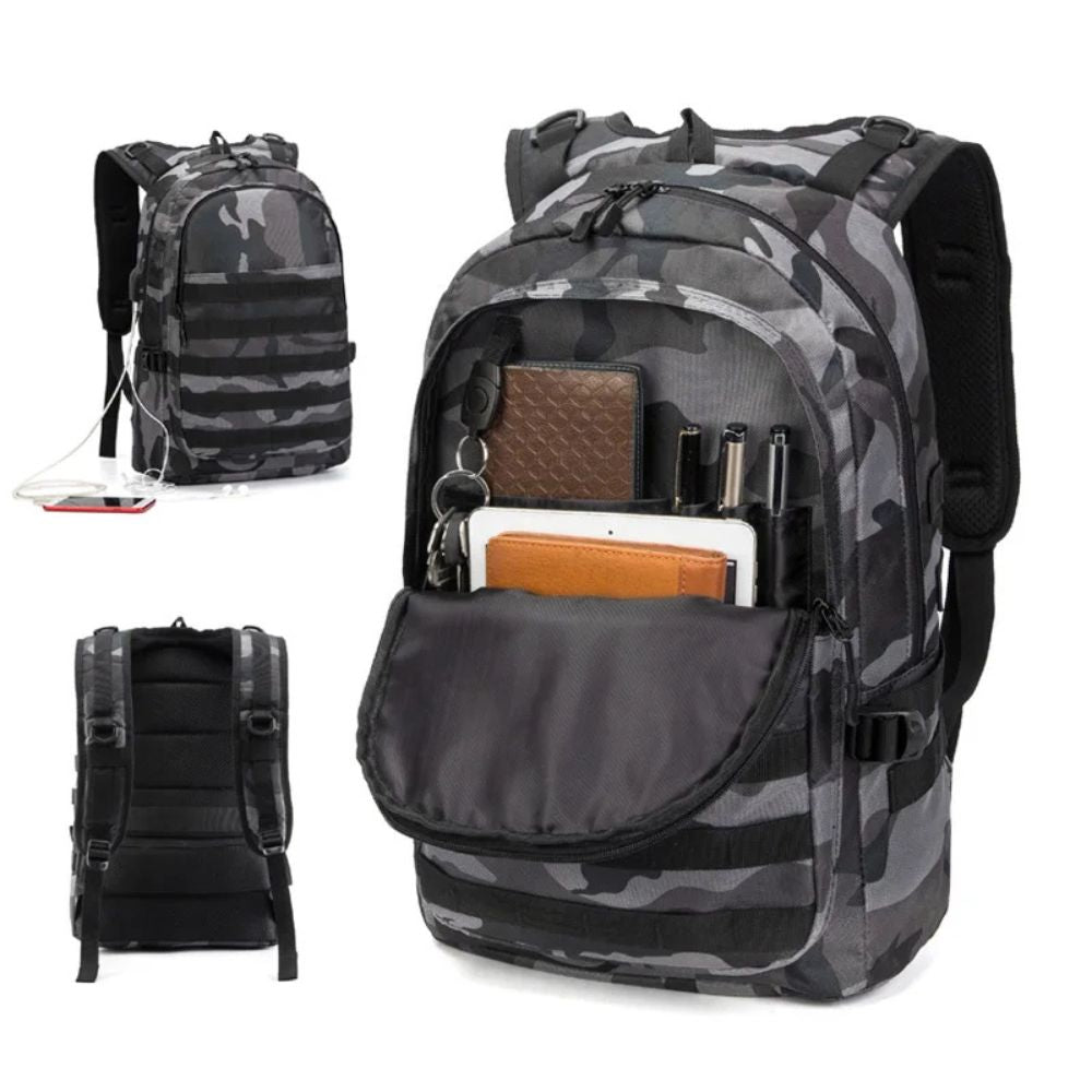 Titan | Men's Camouflage Hard Shell Travel Laptop Backpack with USB Charging