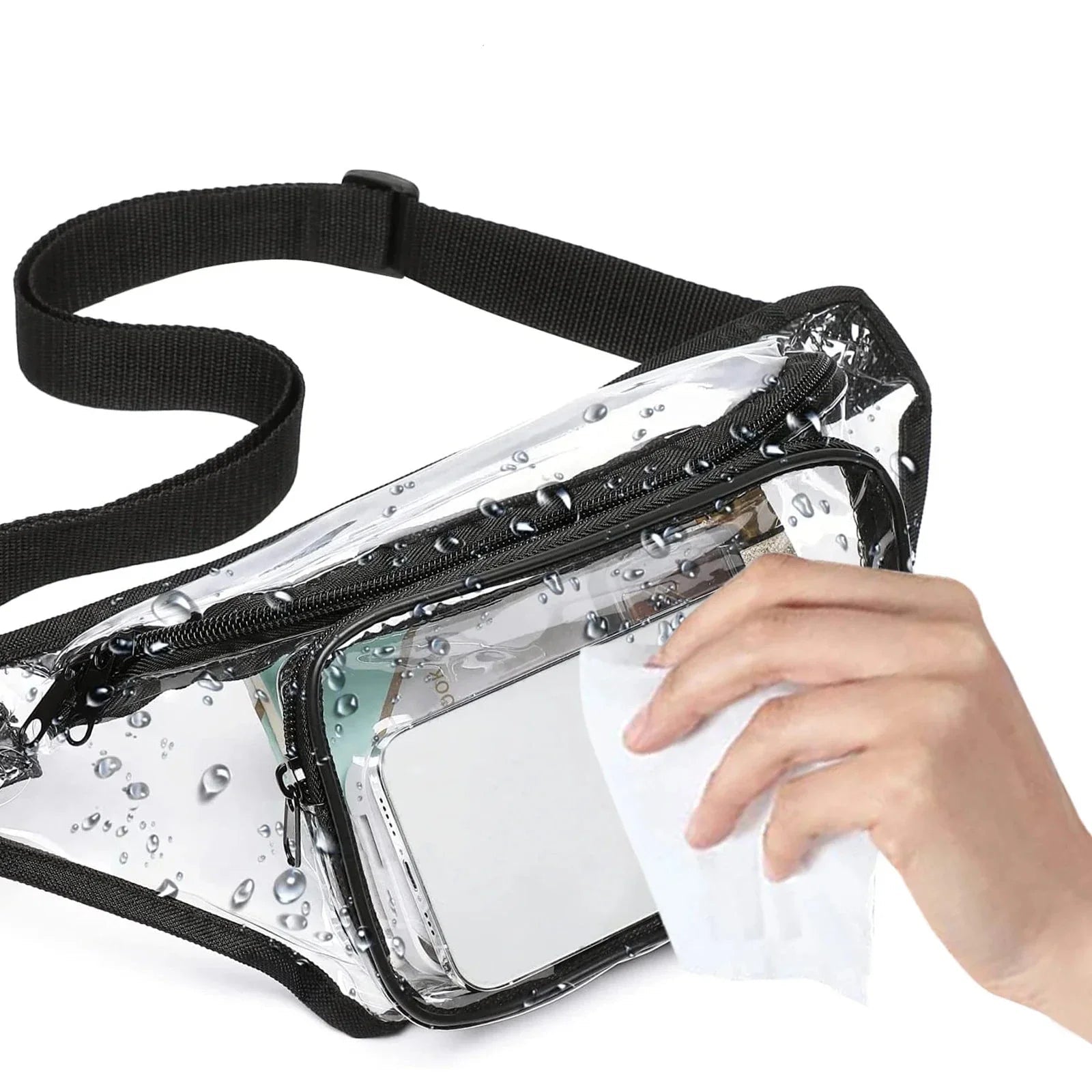 Casey | Women's Clear Stadium Approved Waterproof Crossbody Bum Bag