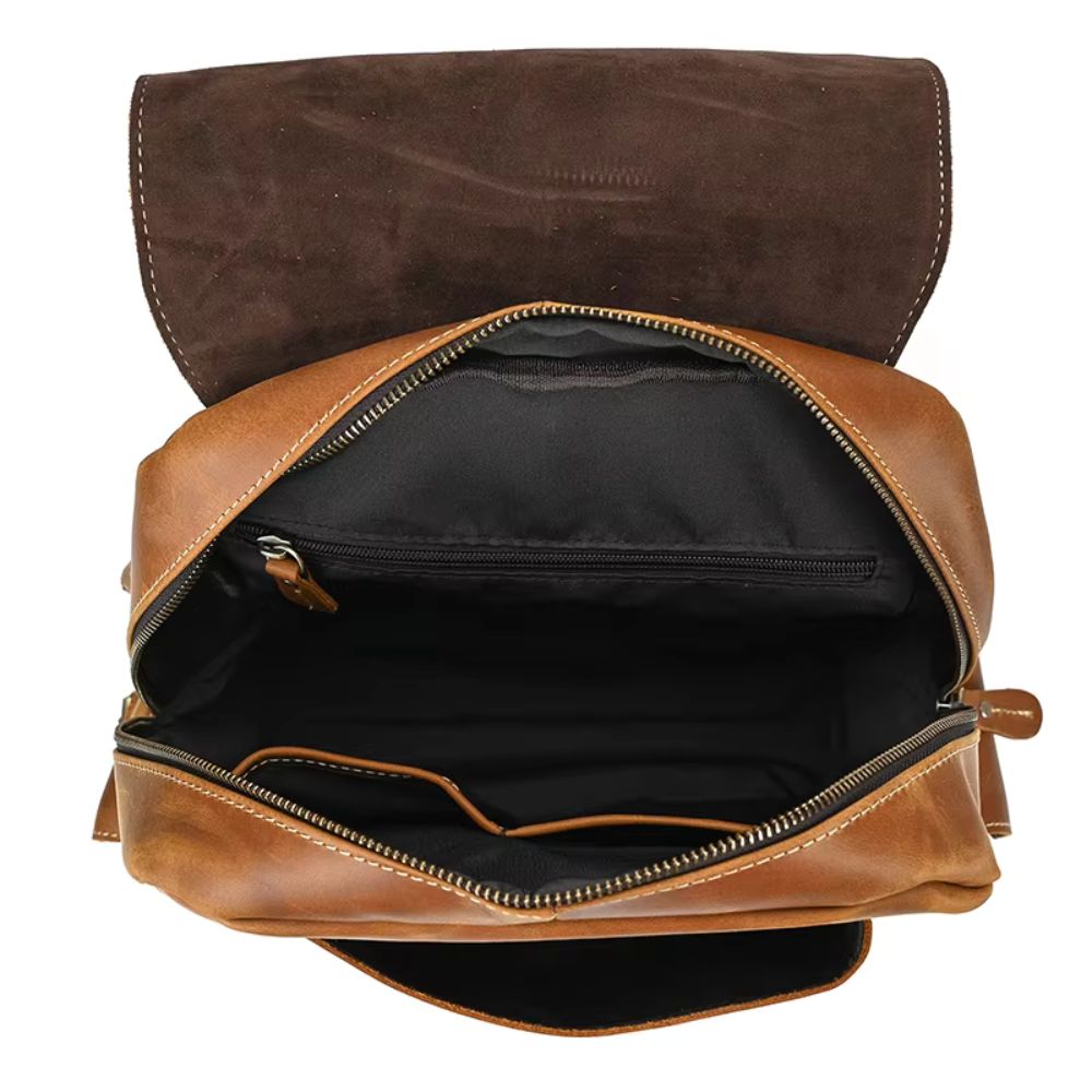 Owen | Men's Vintage Crazy Horse Leather Large Travel Backpack