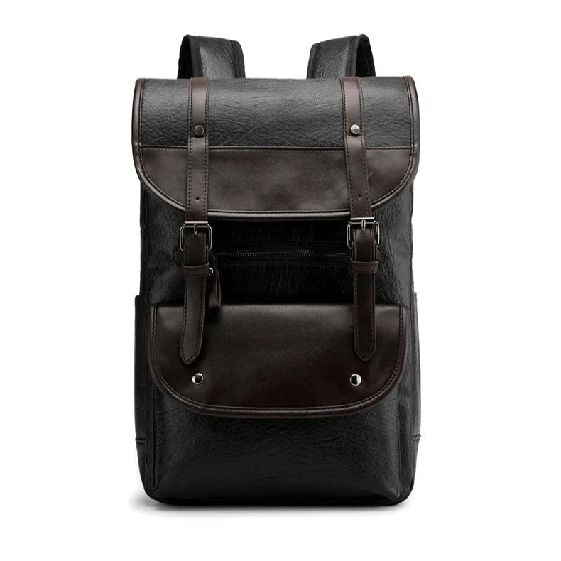 Summit | Men's PU Leather Large Capacity Waterproof Laptop Backpack