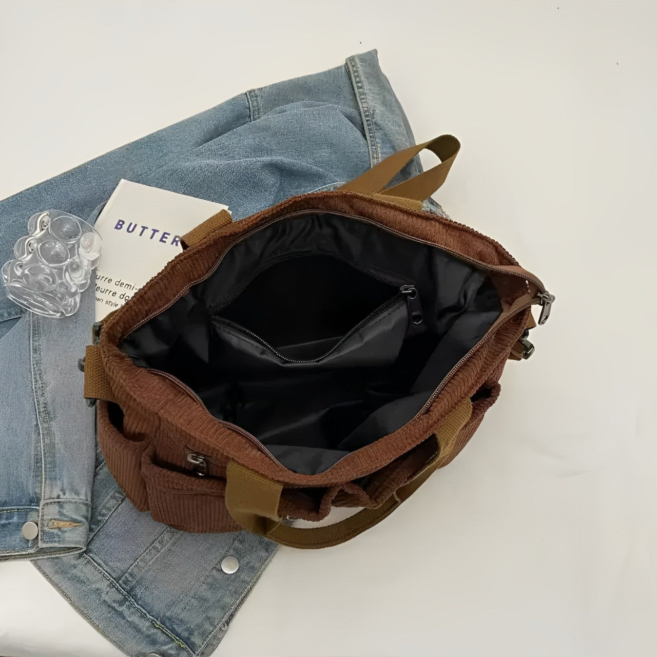 Harvey | Women's Solid Colour Corduroy Crossbody Messenger Bag
