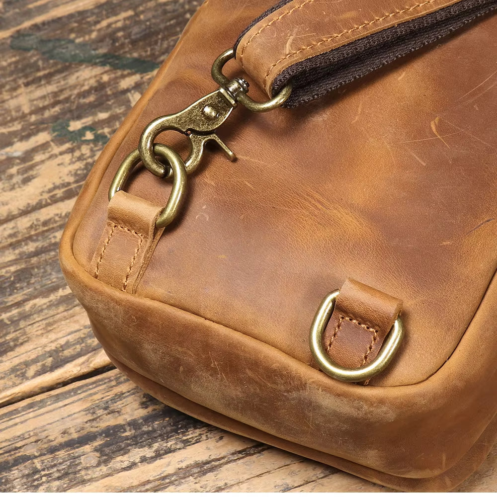 Henry | Men's Vintage Leather Large Crossbody Sling Travel Bag