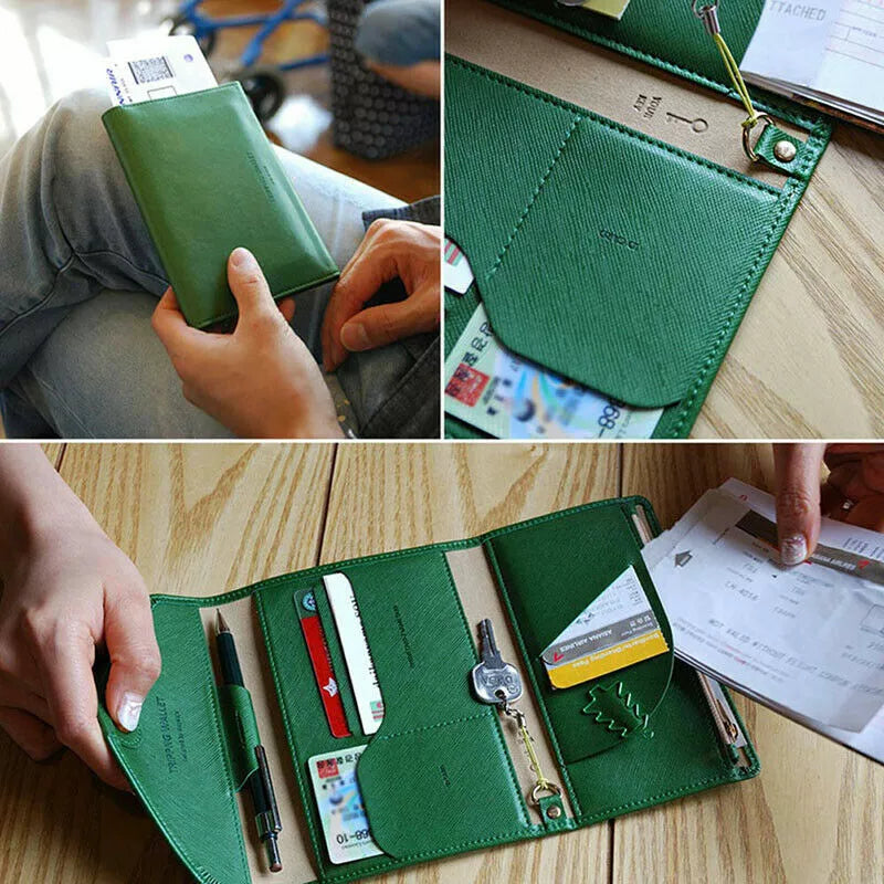 Green Travel Wallet Passport Holder