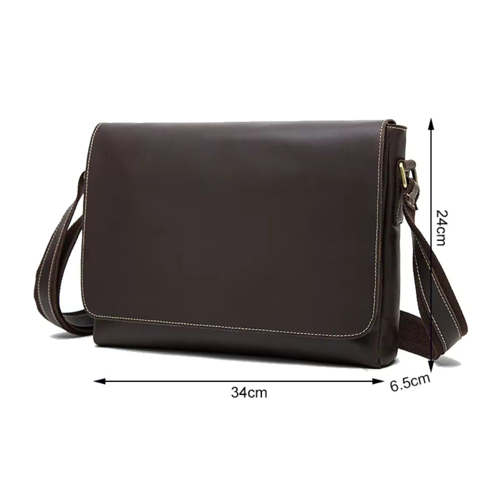 James | Men's Vintage Leather Large Crossbody Messenger Bag
