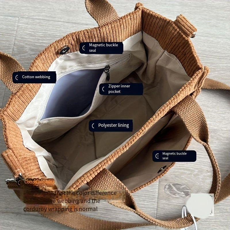 Women's Striped Corduroy Crossbody Bag