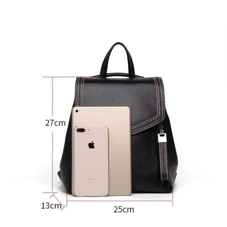 Women's Genuine Leather Flap Travel Backpack