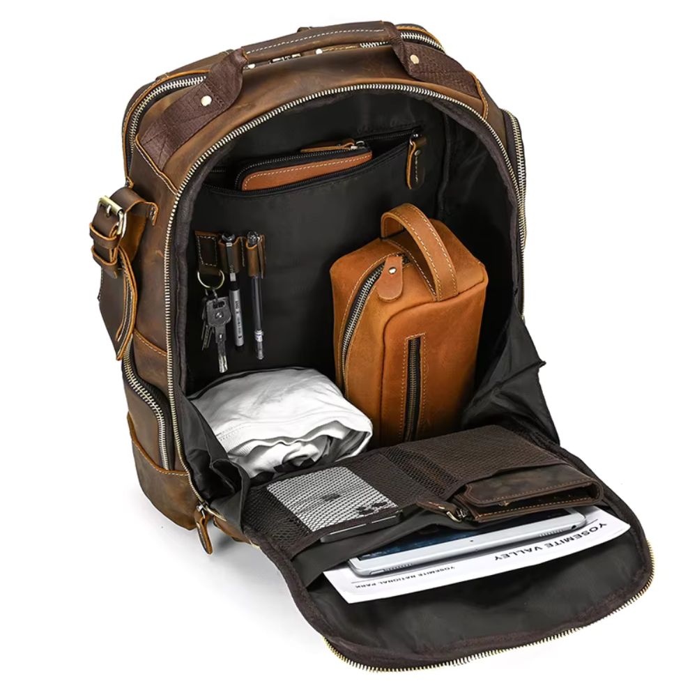 Cameron | Men's Vintage Leather Large Travel Laptop Backpack