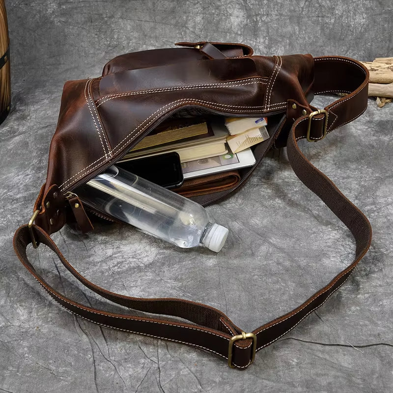 Liam | Men's Retro Crazy Horse Leather Crossbody Sling Travel Bag