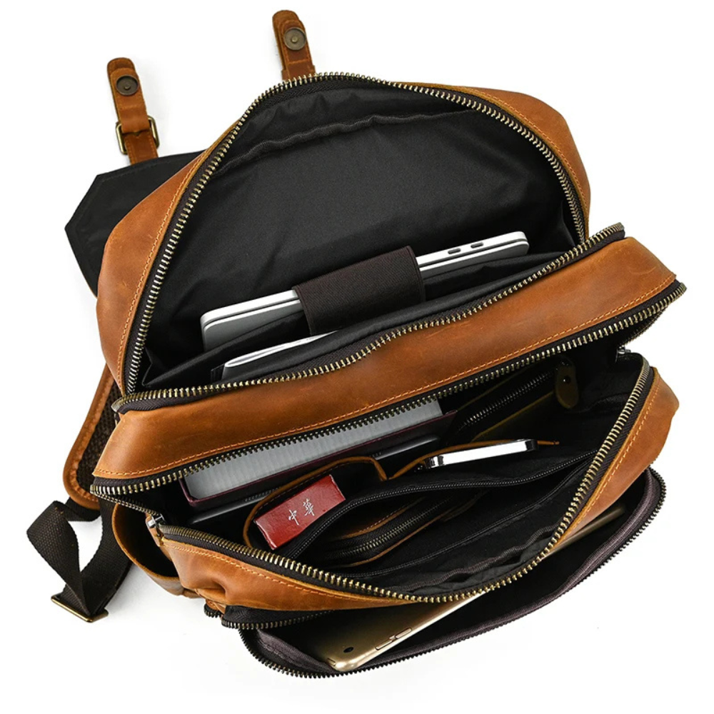 Henry | Men's Crazy Horse Leather Large Travel Laptop Backpack