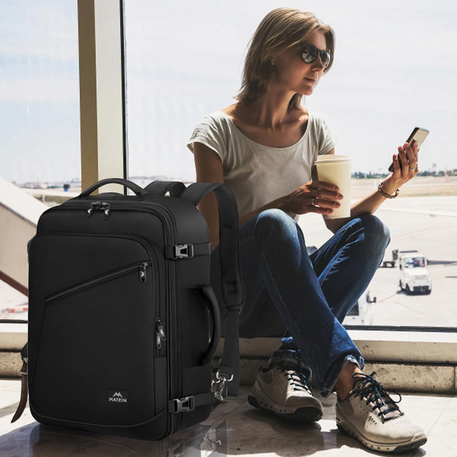 45L Expandable Waterproof Large Men's Travel Hiking Laptop Carry On Backpack