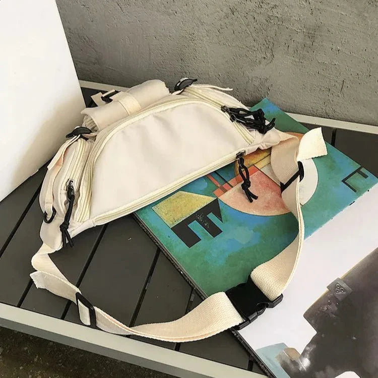 Bella | Women's Cream Multi-Pocket Crossbody Bum Travel Bag