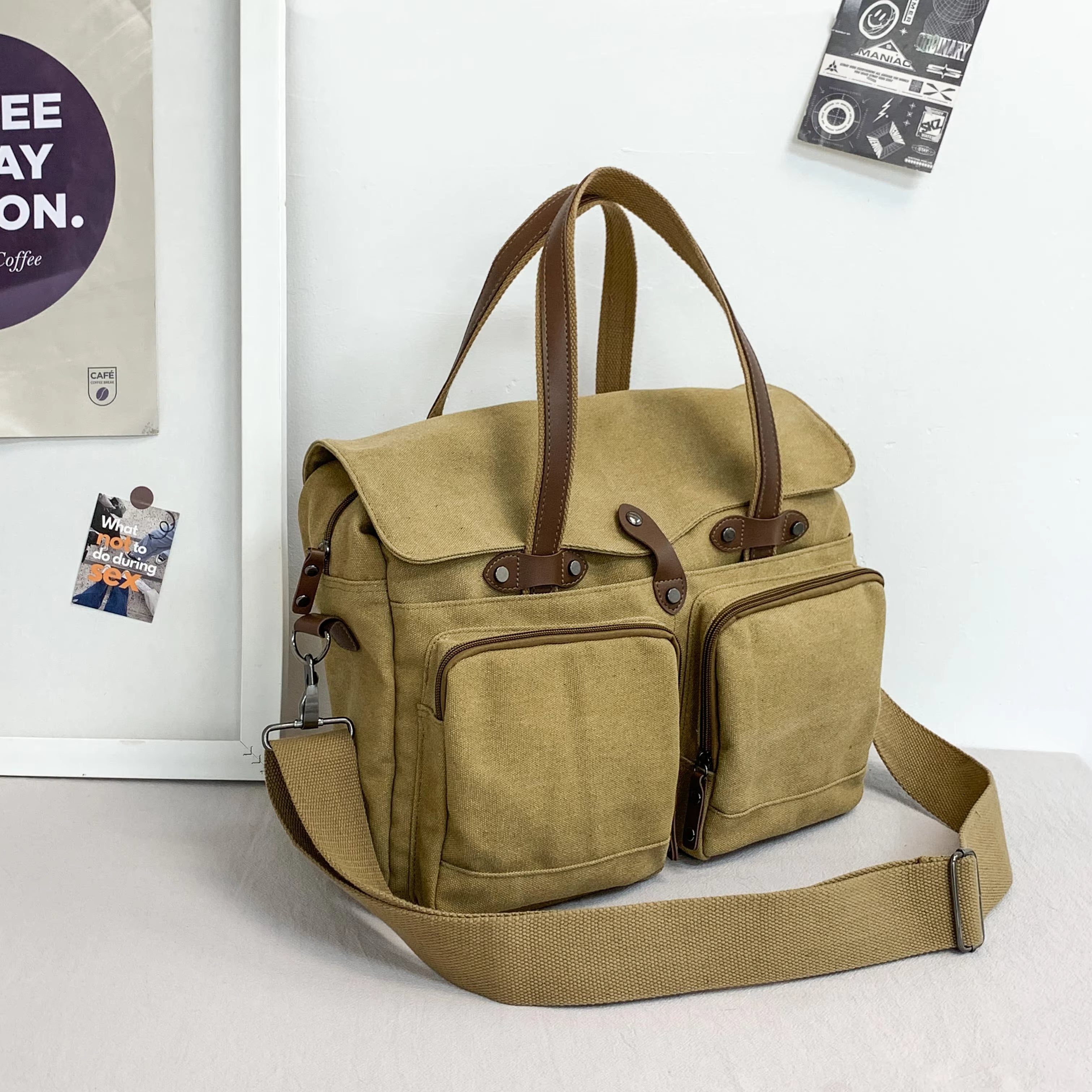 Nathan | Men's Vintage Canvas Large Crossbody Messenger Travel Bag