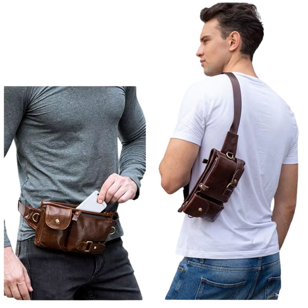 Ryleigh | Men's Leather Travel Fanny Pack Crossbody Bum Bag
