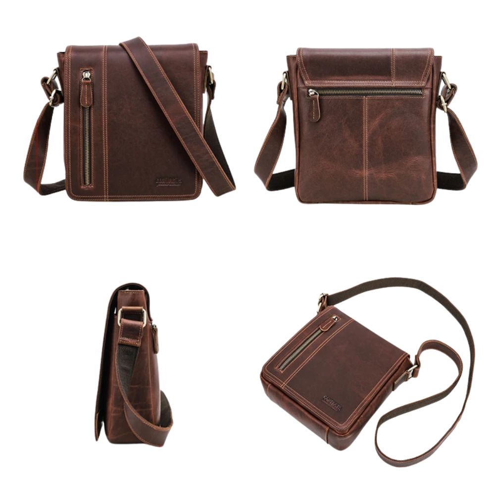 Ariel | Men's Vintage Crazy Horse Leather Small Crossbody Satchel Bag