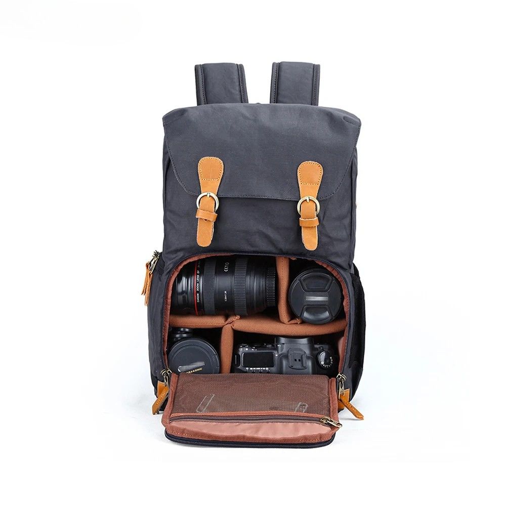 Charlie | Canvas Camera Travel Backpack with Laptop Compartment